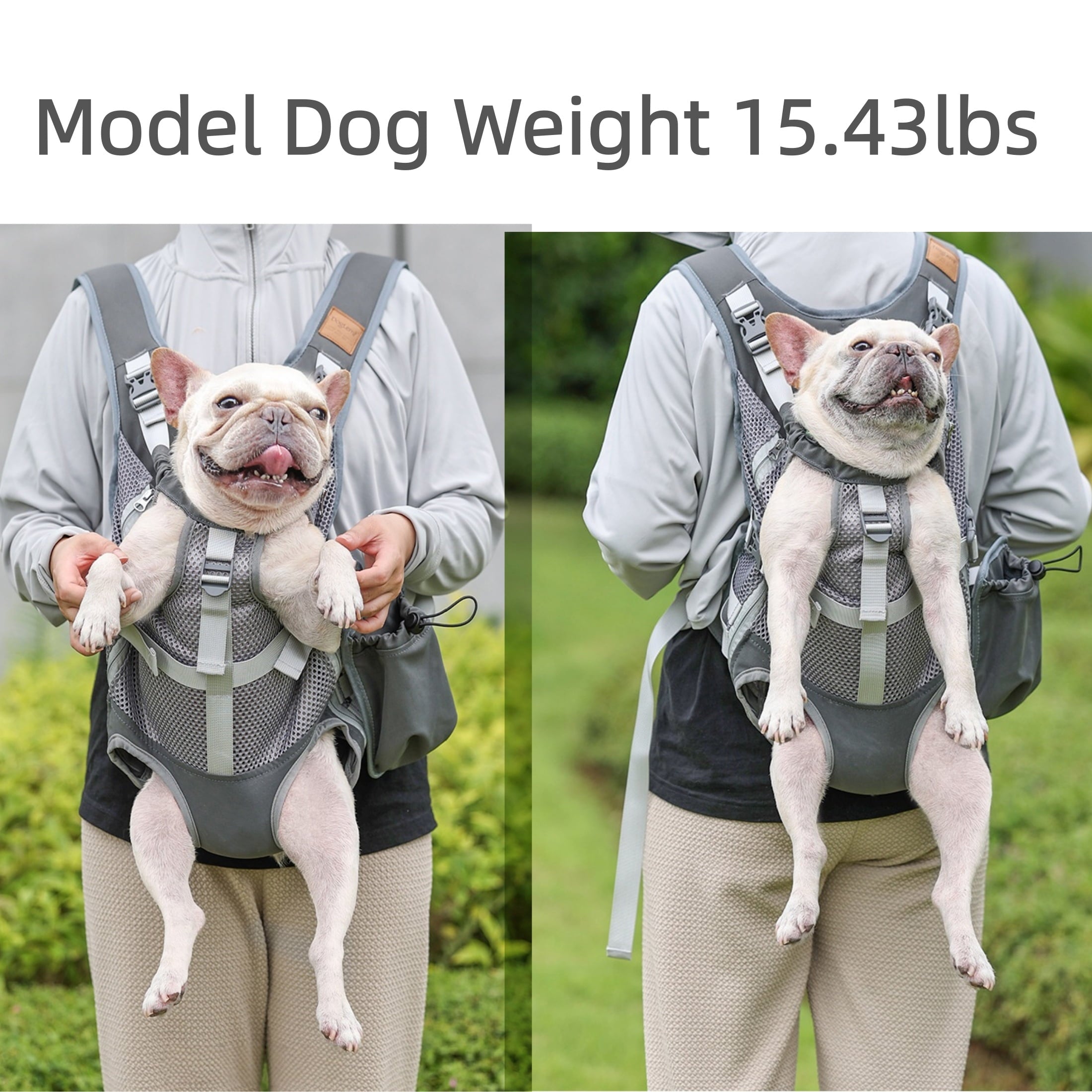 Newborn Brand Pet Carrier Backpack for Small Dogs Cats, Front and Back Carry Travel Bag, Breathable Mesh Puppy Backpack for Hiking Camping Biking with Storage Pouch,Gray,16.5 X 13.4 X 5 Inch