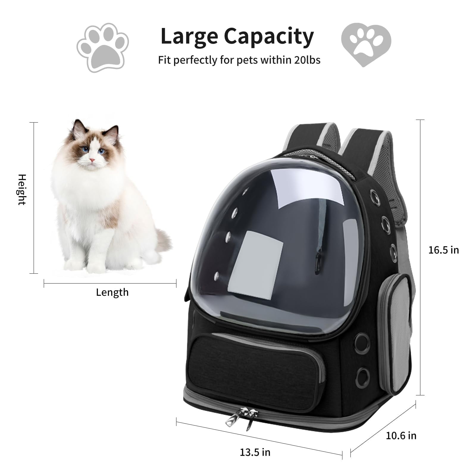 Cat Backpack Carrier for Cats and Small Dogs, Breathable Cat Bubble Backpack, Airline Approved Pet Travel Carrier for Hiking Camping Outdoor