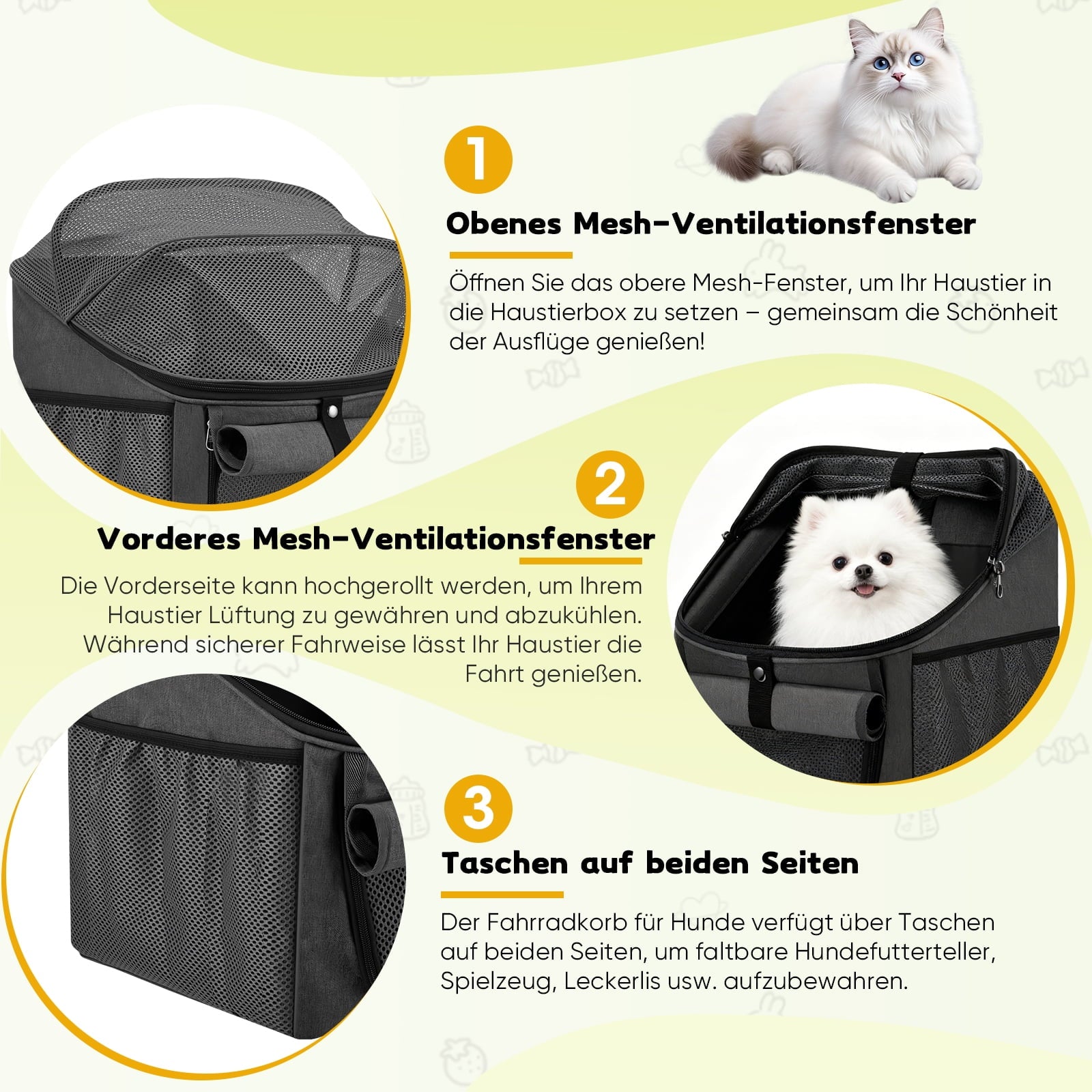 AMTPM 4-in-1 Pet Carrier, Bike Basket, Backpack, Car Seat for Small Dogs Cats, Foldable & Waterproof for Camping Hiking Outdoor Travel