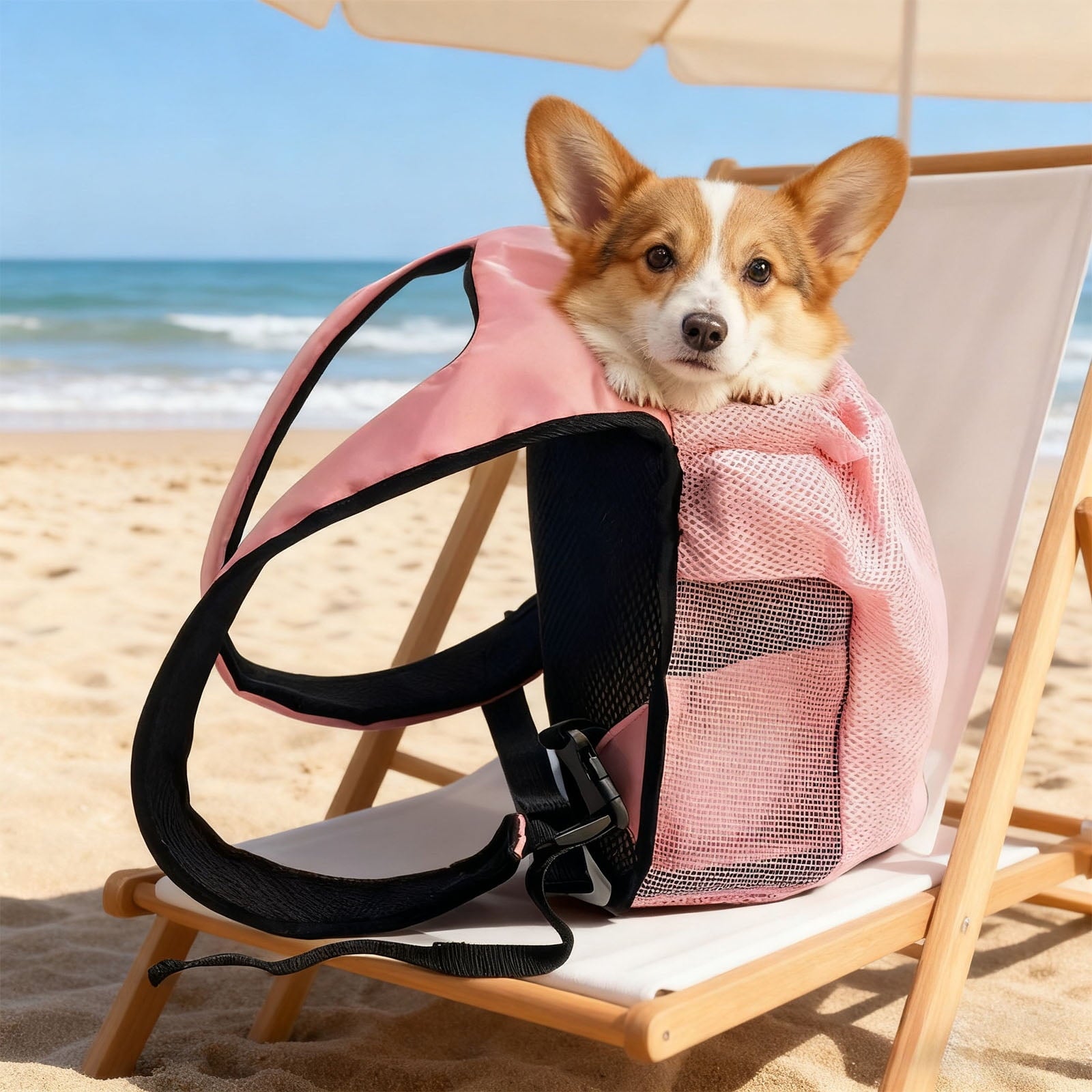 Pet Carrier Backpack, 11.8 x 6.3 x 13 in / 30 x 16 x 33 cm Pink Small Dog Front Carrier, Adjustable Neck Drawstring, Ventilated Mesh for Travel, Hiking