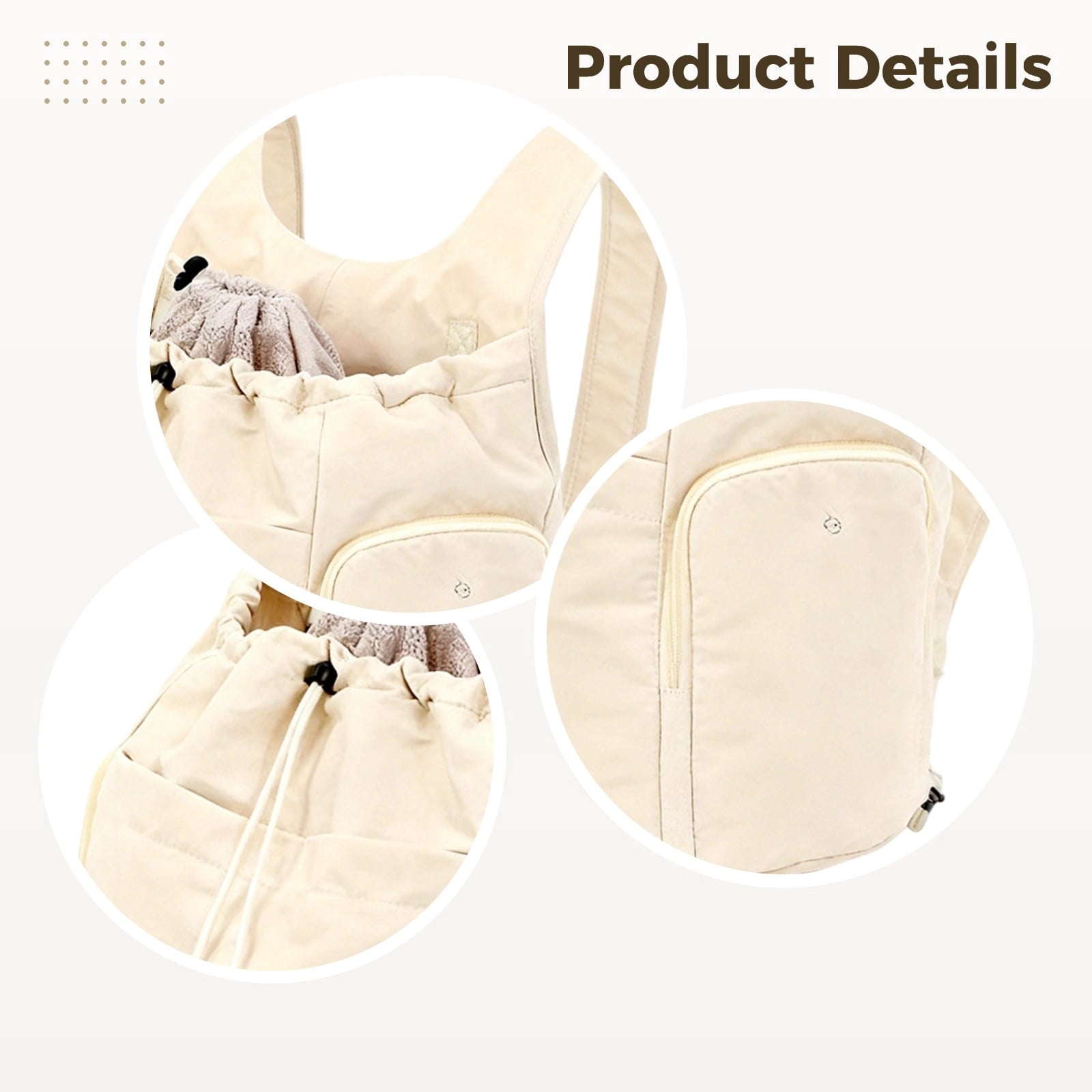 Pet Carrier Backpack for Small Dogs & Cats,Chest-Front Design with Adjustable Straps,13.8x7.9x13 Inch, Lightweight & Airy for Hiking,Travel,and Daily Walks,Off-White