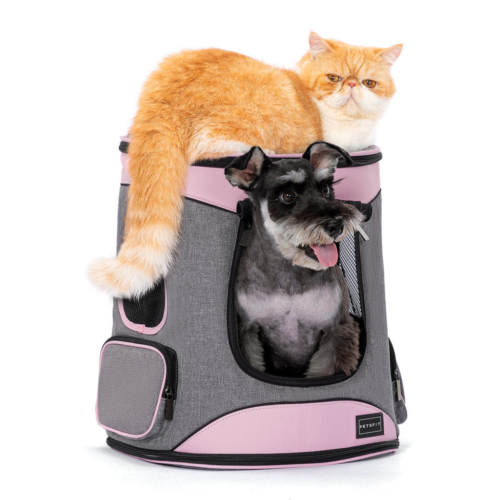 Petsfit Regular Pet Carrier Backpacks with Upgrade Waist Cushion Design, Suitable for Small and Medium Dogs Cats,Pink, 22 lb Limit