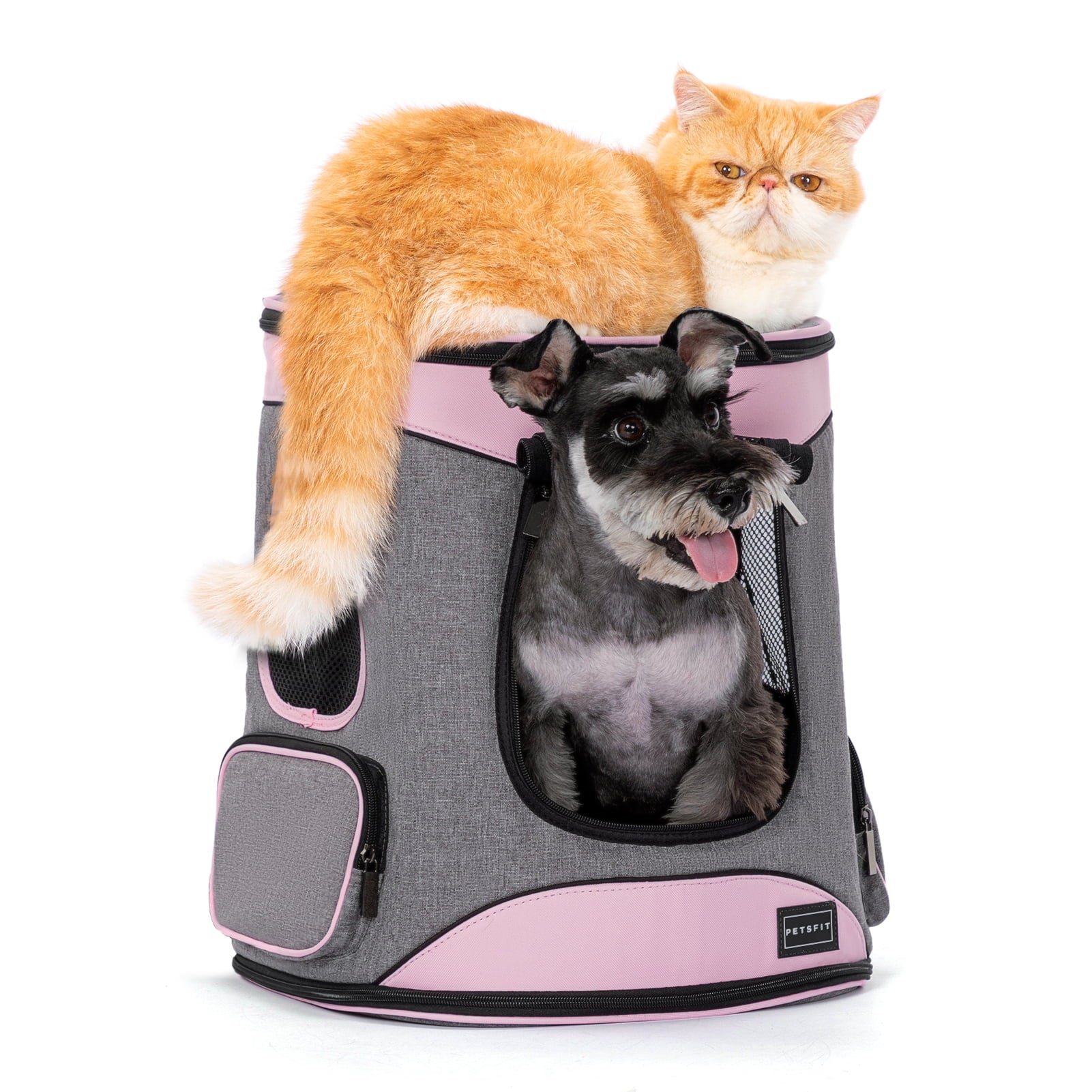 Petsfit Regular Pet Carrier Backpacks with Upgrade Waist Cushion Design, Suitable for Small and Medium Dogs Cats,Pink, 22 lb Limit