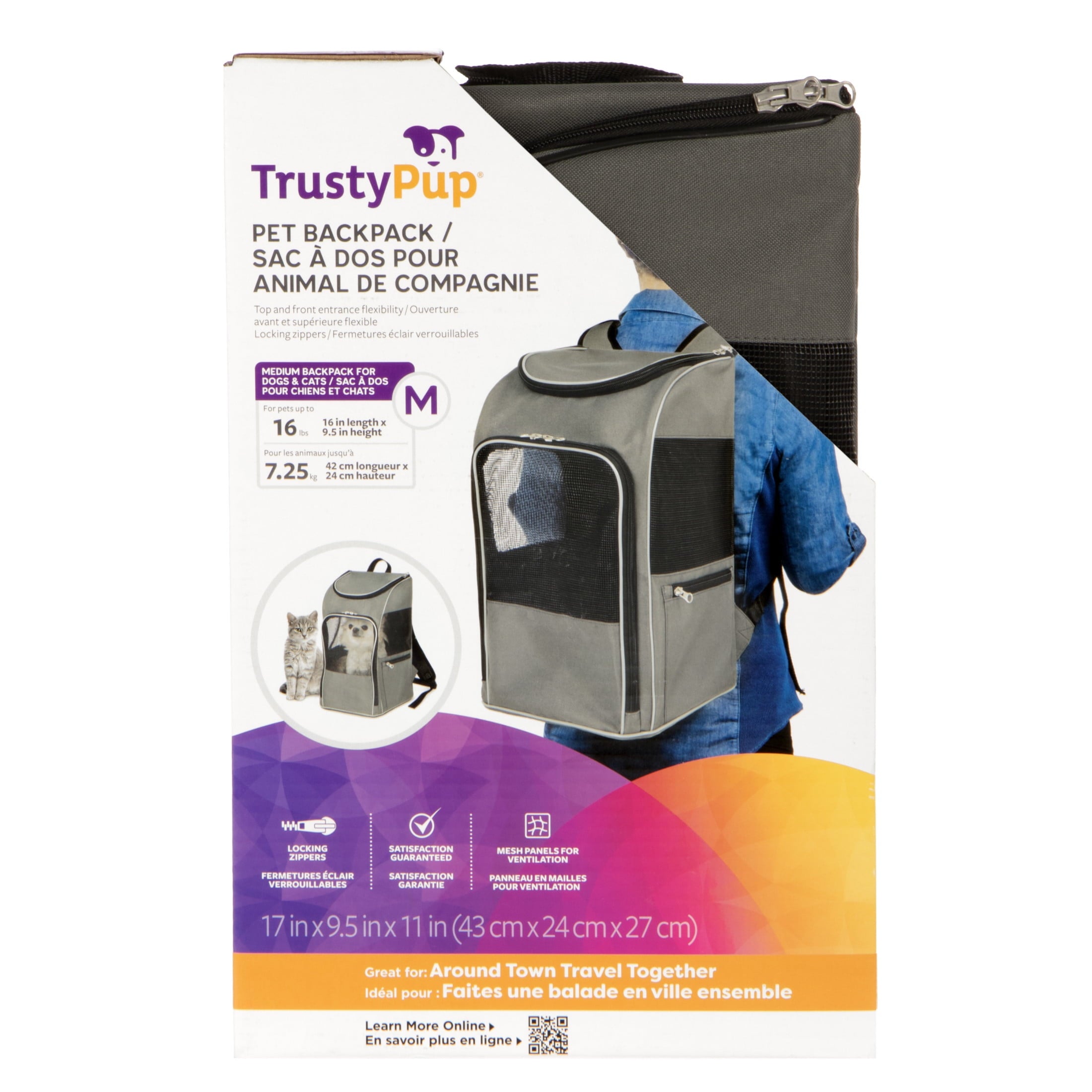 TrustyPup 2-In-1 Dog Travel Backpack, Grey