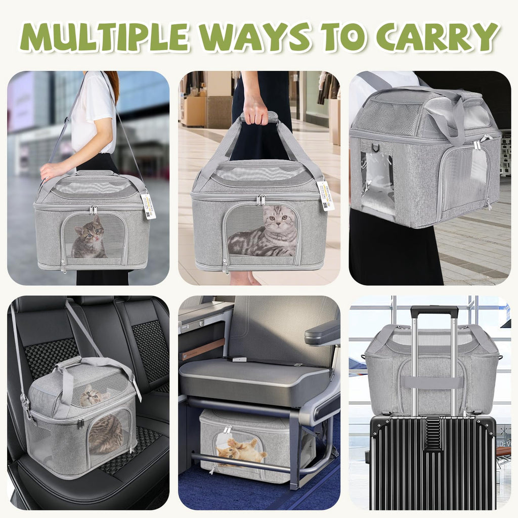 Premium Cat Carrier for Pets Up to 20 Lbs, Cat Travel Bag Soft-Sided Backpack Pet Carriers with Padded Shoulder Strap, Dog Carrier for Small Dogs Puppy Carry Airline Approved