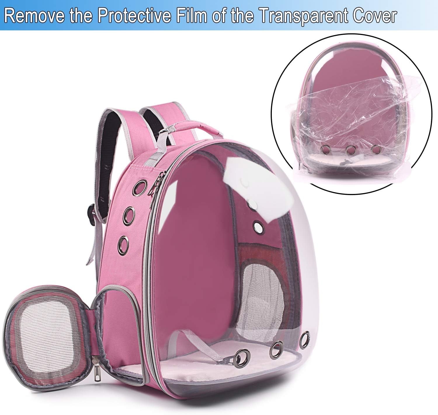 Pet Carrier, Cat/Dog Bubble Backpack, Pet Travel Bag, Small Space Pet Capsule Knapsack, Airline-Approved Ventilate Transparent Capsule Backpack for Hiking and Outdoor Use (Pink)
