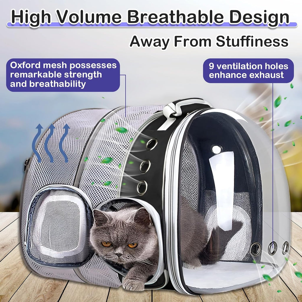 Expandable Cat Backpack Carrier, Airline Approved Pet Travel Bubble Backpack for Large Cats up to 20 lbs, Small Dogs and Kittens