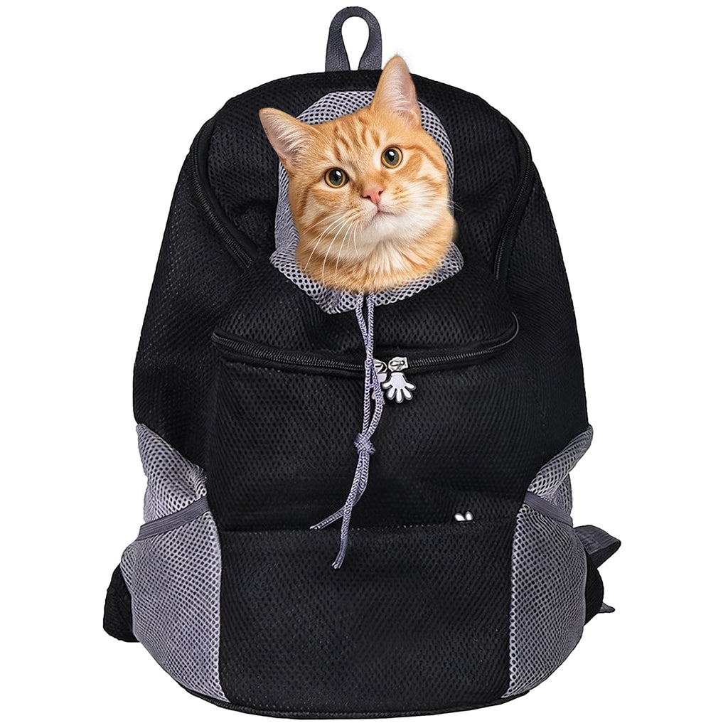 Pet Carrier Backpack for Small Dogs and Cats, Breathable Pet Carrier with Safety Buckle, Drawstring, Padded Shoulder Straps, Comfortable and Hands-Free, 14.2x8.3x17.7 in