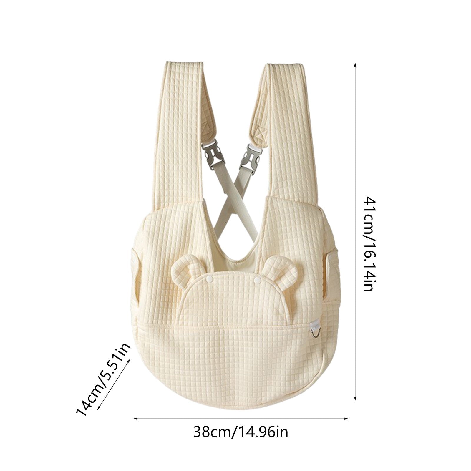 Chest-Front Pet Carrier Backpack for Small Dogs & Cats up to 12lbs, 16.14x14.96in with Insulated Warm Bed & Panoramic Transparent Window Beige