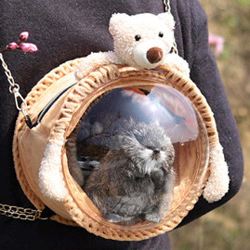 Cheer.US Pet Carrier Backpack, Cute Doll Decor Portable Small Animals Hamster Chinchilla, Designed for Travel, Hiking, Walking & Outdoor Use