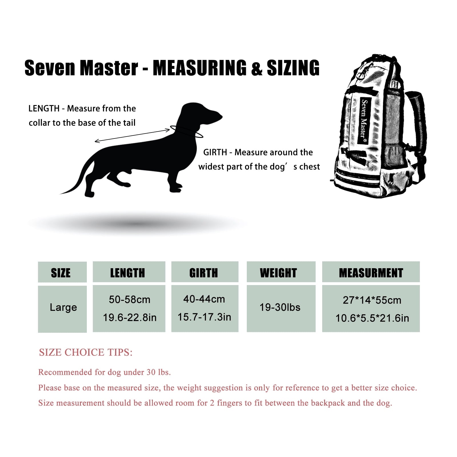 Seven Master Pet Dog Carrier Dog Backpack for Most and Middle Pet Dog, Front-Facing Adjustable Dog Carrier with Wide Shoulder Pads, Easy-fits and Hands-free Pet Puppy Backpack Carrier for Hiking,Trav