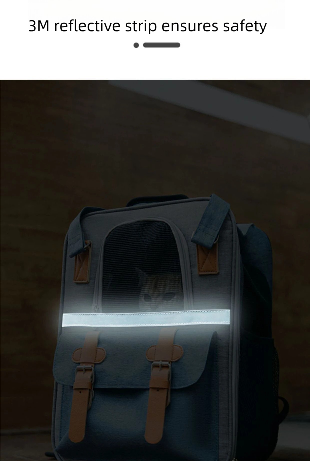 Large Capacity Pet Backpack for Cats & Small Dogs, Ventilated Travel Carrier with Reflective Strip, Foldable Design, 32x22x42cm