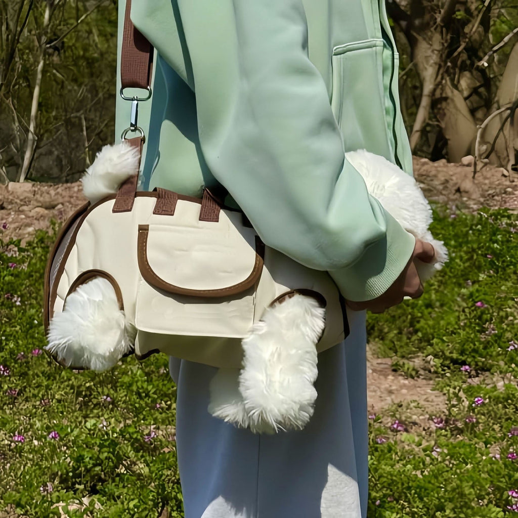 Pet Carrier Backpack,Hands Free Dog and Cat Carrier with Leash Attachment,Crossbody and Handheld for Travel, Hiking, and Vet Visits,Breathable Mesh, Lightweight，Beige