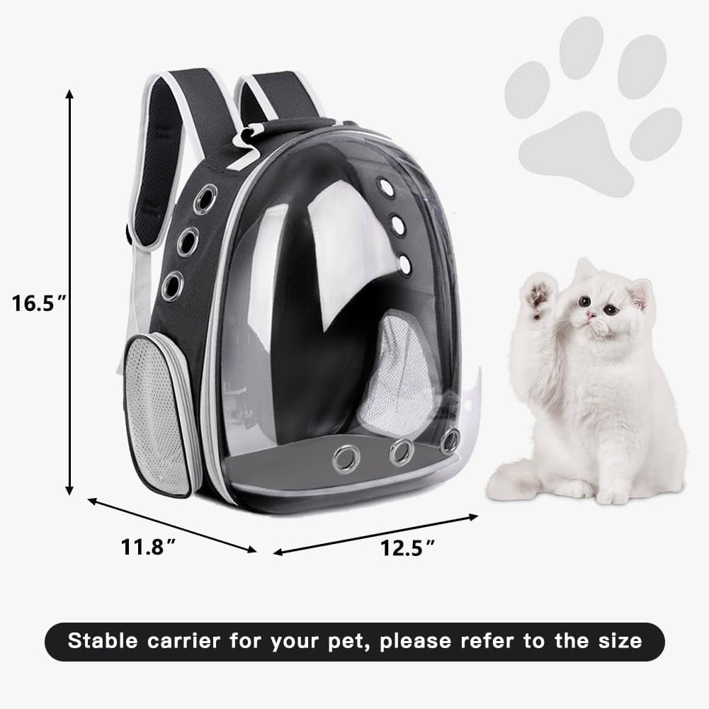 Pet Carrier Backpack/Bubble Carrying Bag for Small Medium Dogs Cats, Space Capsule Pet Carrier for Hiking, Travel, Airline Approved Cat Travel Carrier- Black