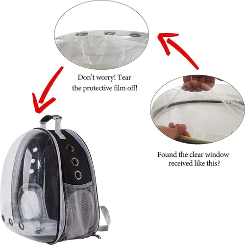 Costyle Pet Cat Carrier Backpack Transparent Space Capsule Pet Dog Bubble Bag Hiking Backpack Airline Approved Travel Carrier, Black