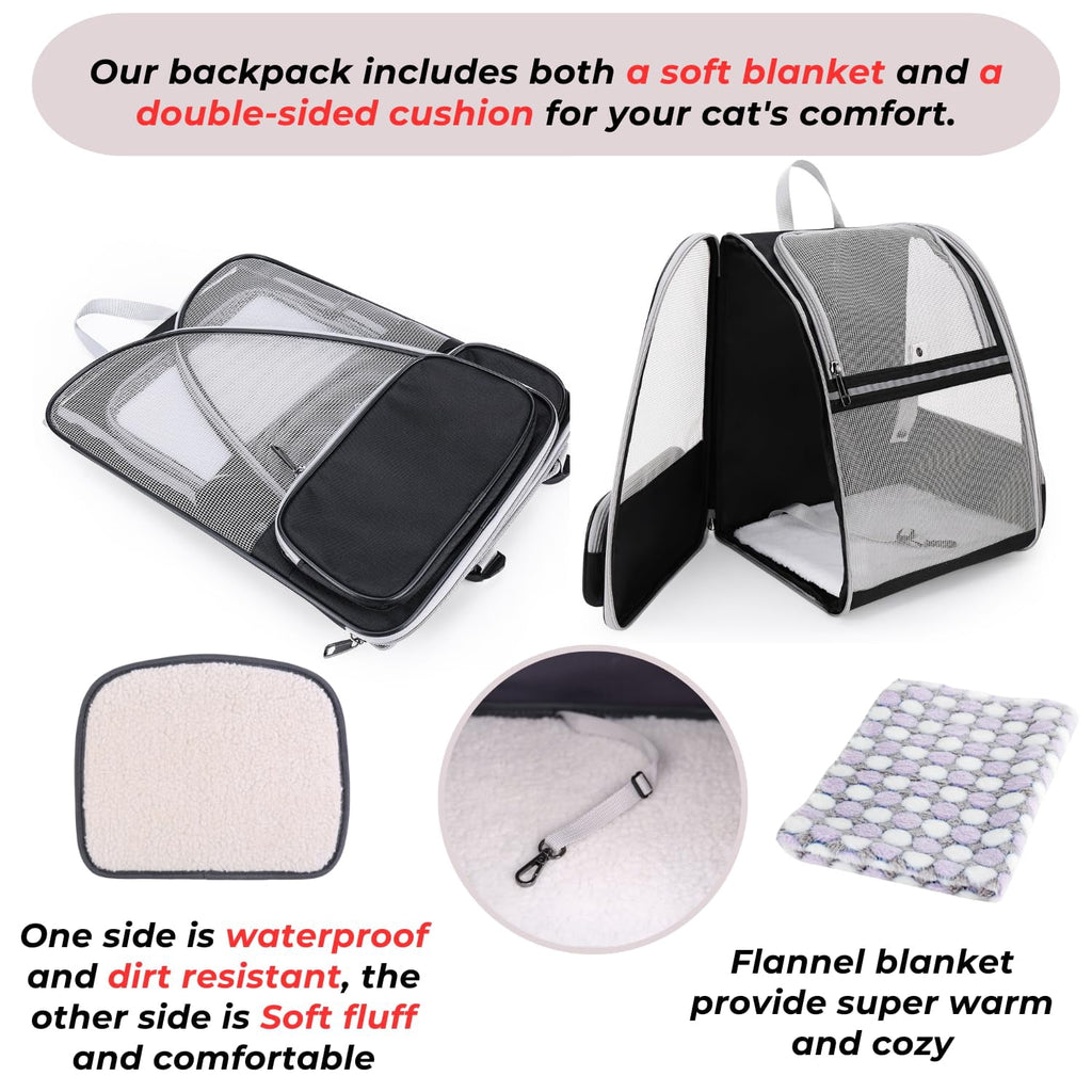 Asunby Cat Backpack Pet Carrier for Dogs Cats Puppies, Fully Ventilated Mesh, Airline Approved Travel Hiking Bag