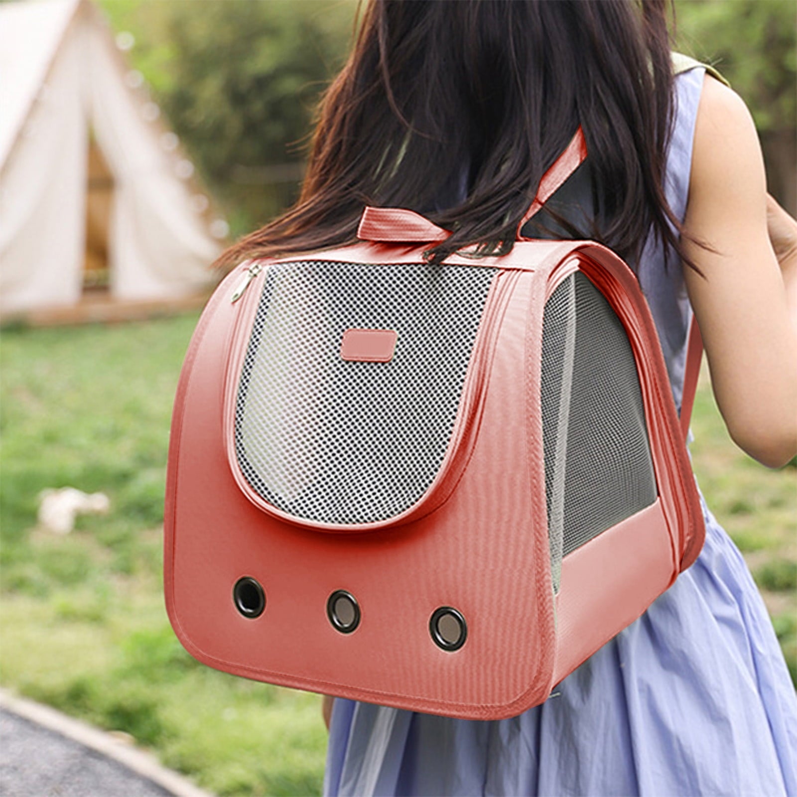 Cat Carrier Backpack | Foldable Breathable Pet Bag for Travel, Hiking, Walking | Portable Large Capacity Nylon with Mesh Ventilation | Fits Pets Up to 15lb | 35x30x26cm | Multiple Colors