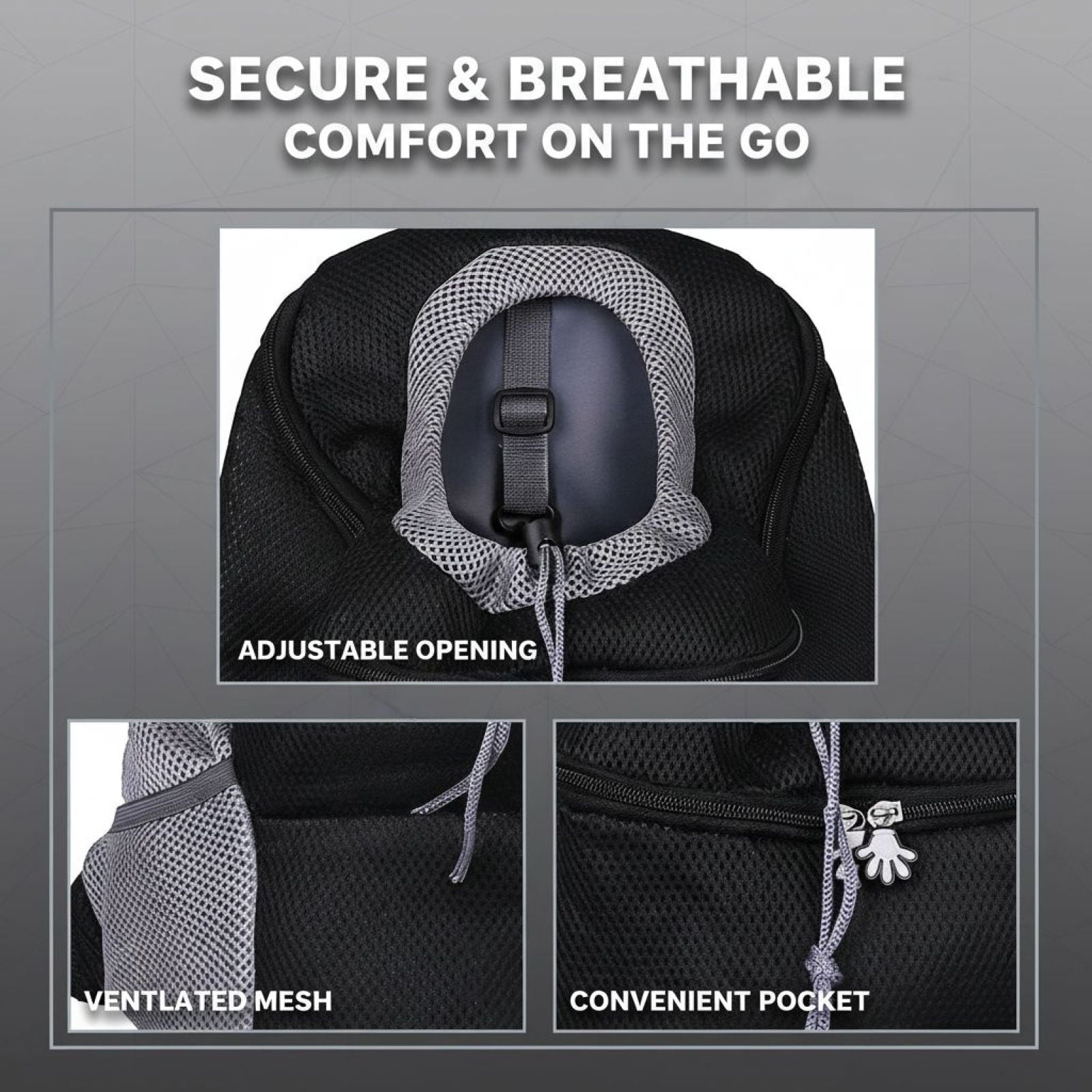 Pet Carrier Backpack for Small Dogs and Cats, Breathable Pet Carrier with Safety Buckle, Drawstring, Padded Shoulder Straps, Comfortable and Hands-Free, 14.2x8.3x17.7 in