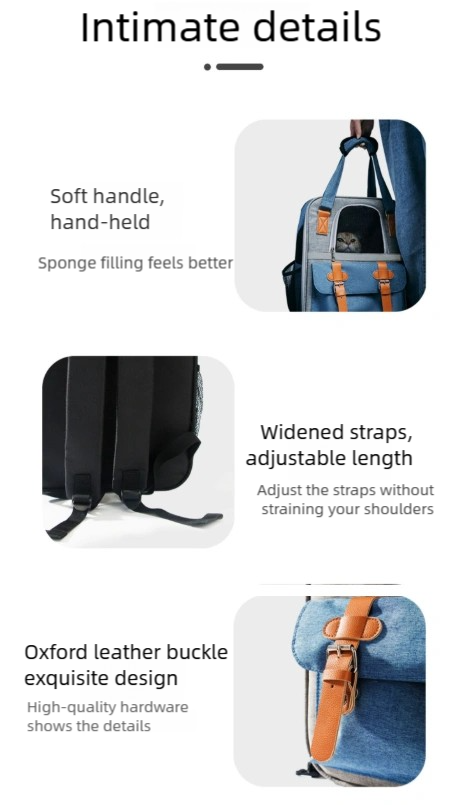 Large Capacity Pet Backpack for Cats & Small Dogs, Ventilated Travel Carrier with Reflective Strip, Foldable Design, 32x22x42cm