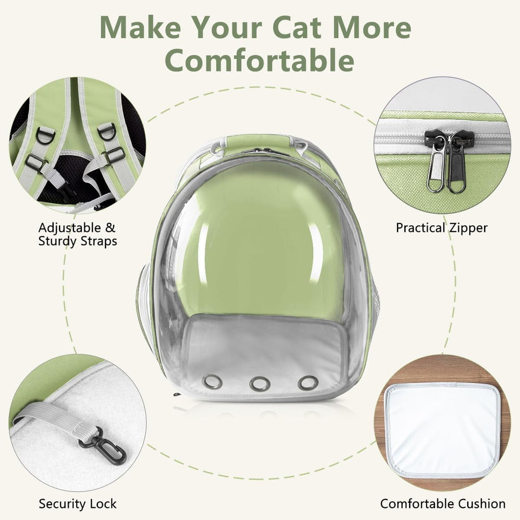 DENZUS Bubble Expandable & Foldable Cat Backpack Carrier, Breathable Pet Backpack for Large Cats, Designed for Hiking, Travelling, Camping