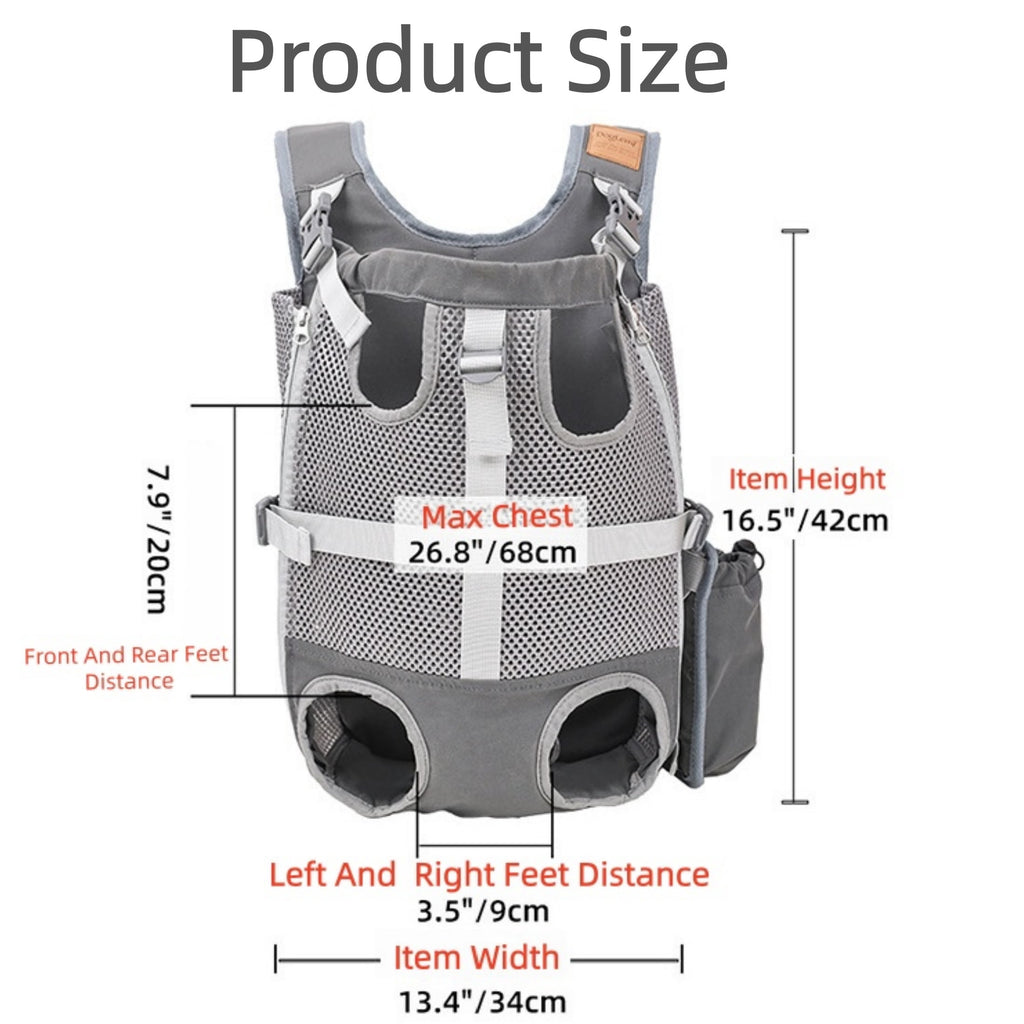 Newborn Brand Pet Carrier Backpack for Small Dogs Cats, Front and Back Carry Travel Bag, Breathable Mesh Puppy Backpack for Hiking Camping Biking with Storage Pouch,Gray,16.5 X 13.4 X 5 Inch