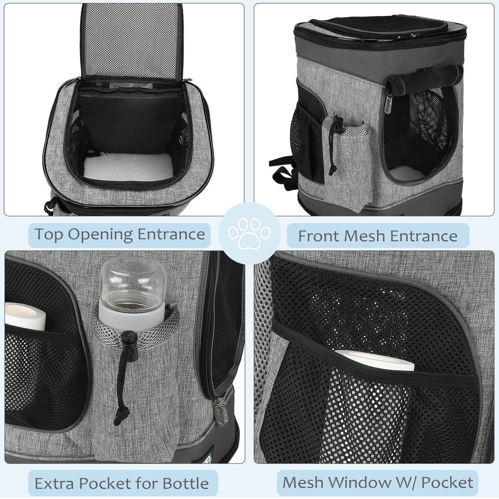 Pawsse Pet Carrier Backpack for Dogs and Cats up to 15 lbs, 16" H x13.2" L x12" W, Black