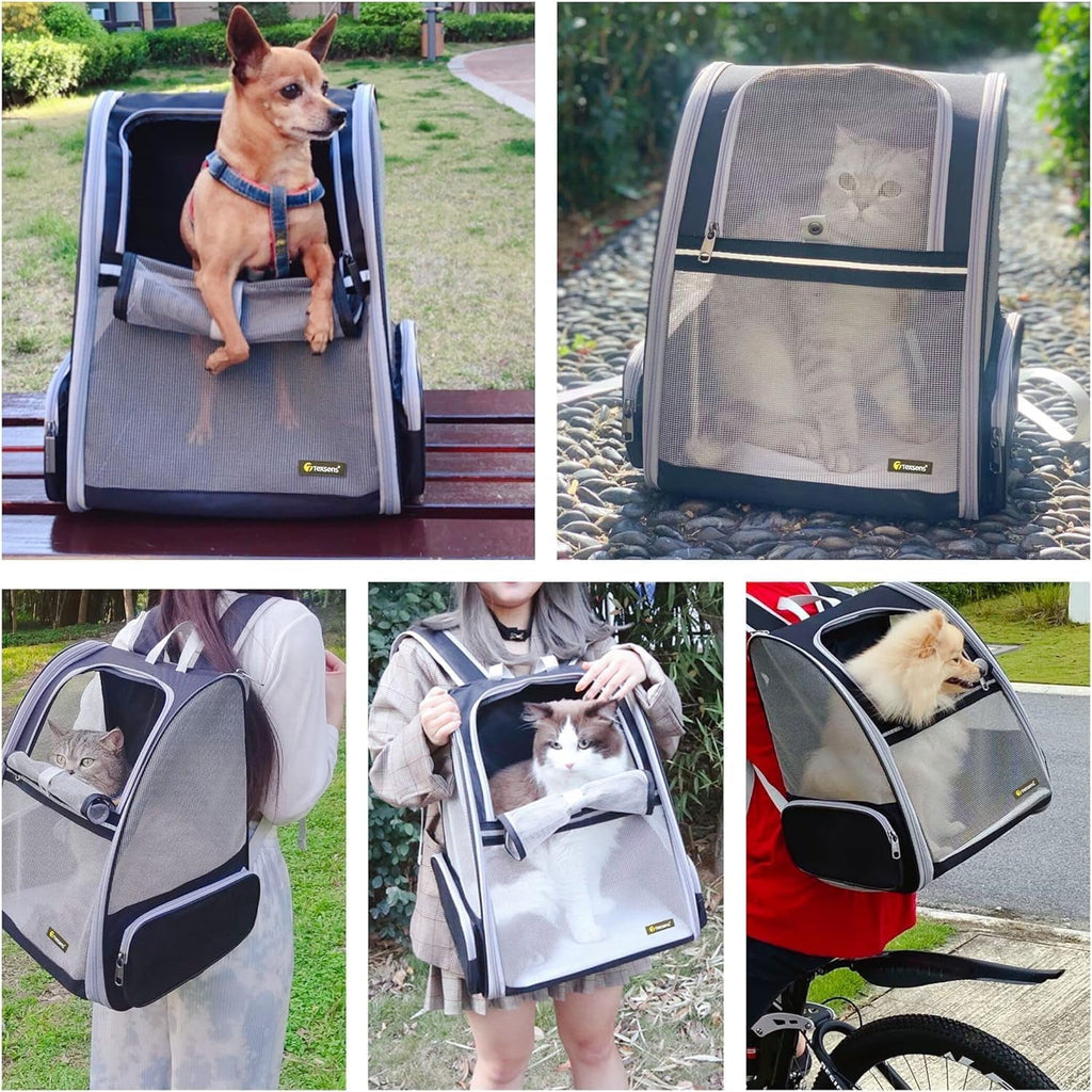 USIONE Expandable Pet Backpack Carrier for Small/Medium Dogs, Puppies & Large Cats - Airline Approved Cat/Dog Backpack for Travel, Hiking