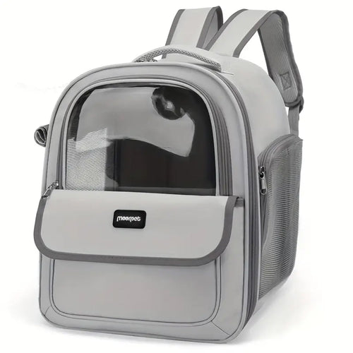 Cat Backpack Carrier, Pet Backpack for Cats and Puppies, Hiking, and Outdoor Adventures, Grey