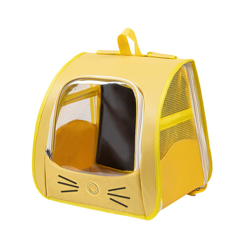 Cat Carrier Backpack Ventilated Mesh Pet Backpack for Medium Cat Transparent & Foldable for Travel Hiking