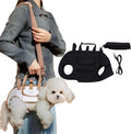 Crossbody Pet Carrier Harness, Adjustable Pet Backpack, 3 in 1 Multifunctional Portable Dog Carrier with Small Puppy Treat Bag, for Dogs of Different Weights (Black, Small)