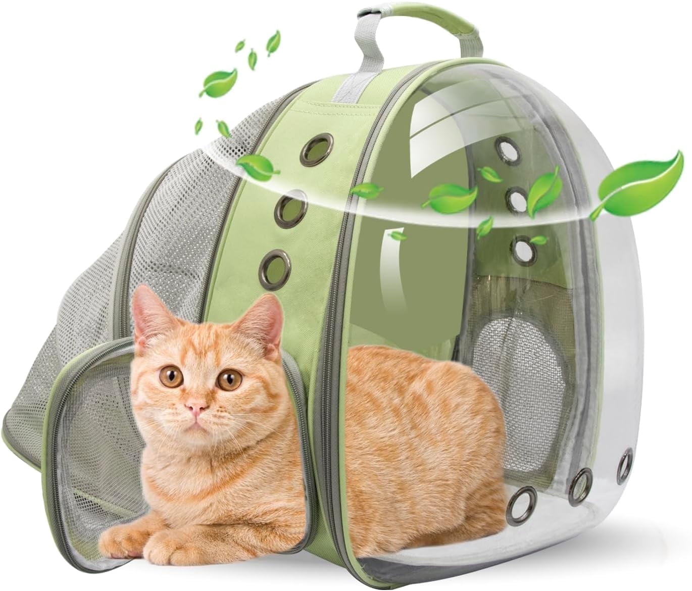 DENZUS Bubble Expandable & Foldable Cat Backpack Carrier, Breathable Pet Backpack for Large Cats, Designed for Hiking, Travelling, Camping
