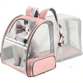 DENZUS Pet Backpack, Expandable Travel Carrier for Medium Cats and Small Dogs up to 17 lbs, Breathable Collapsible Bag for Hiking – Pink