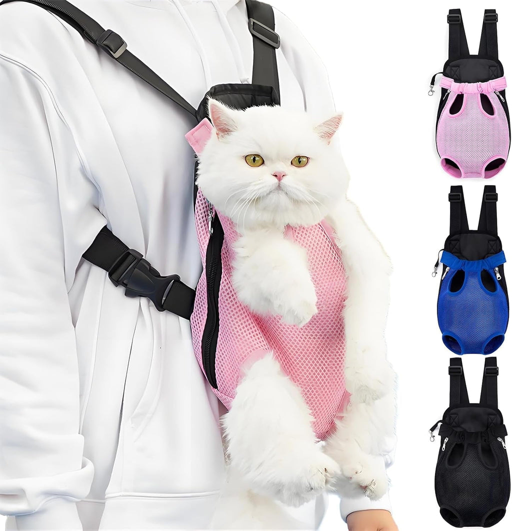 DENZUS Pet Carrier Backpack, Adjustable Pet Front Carriers for Small Medium Dogs Cats 5-18 lbs, Legs Out, Dog Cat Carrier Backpack for Hiking,Camping,Traveling,Cycling (Pink, Large（Fit:10-18lb）)