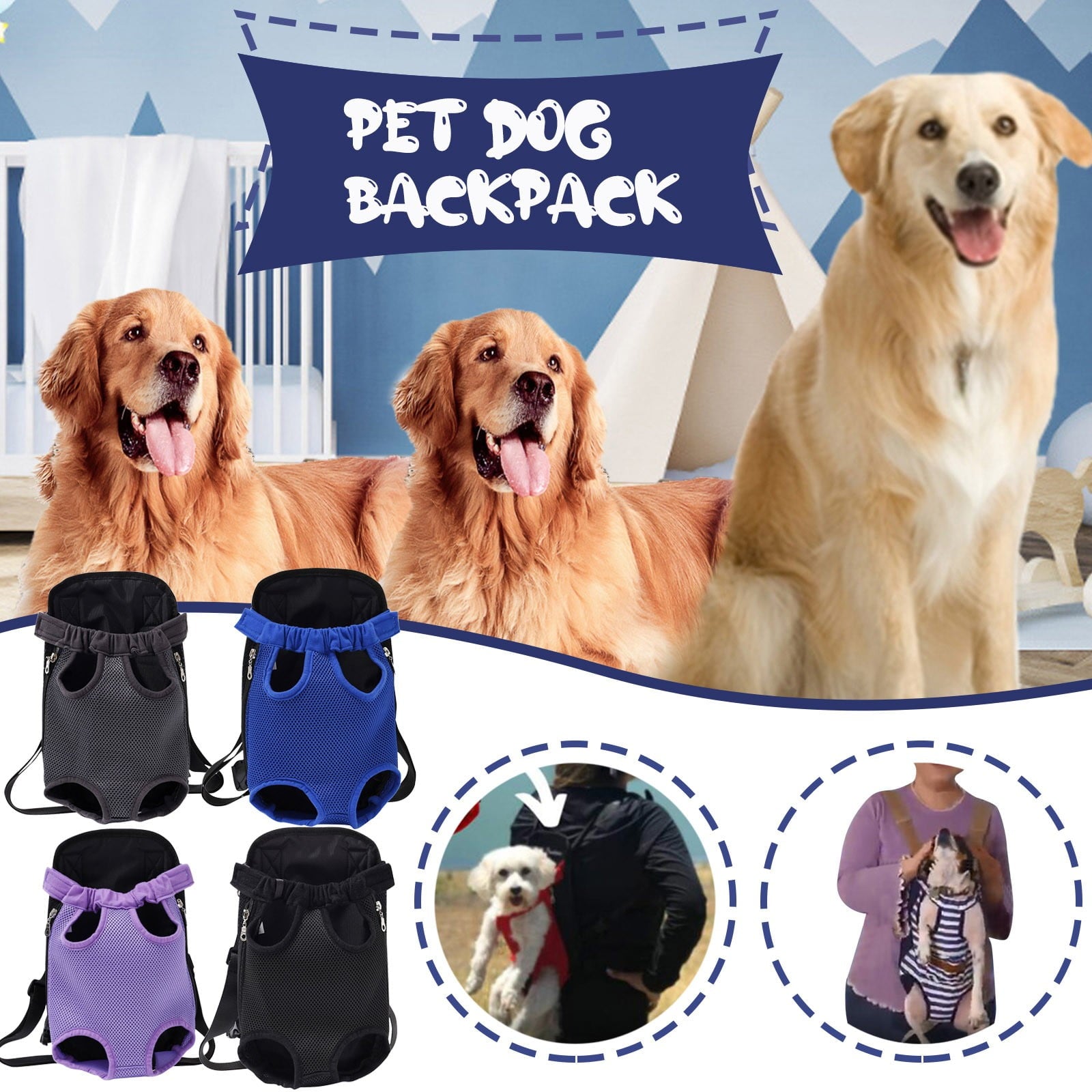Djunllk Dog Carrier Backpack Pet Dog Bag Ventilation Travel Backpack Go Out Backpack Easy To Carry, Pet Backpack Pet Small Dogs Outdoor Travel Bag