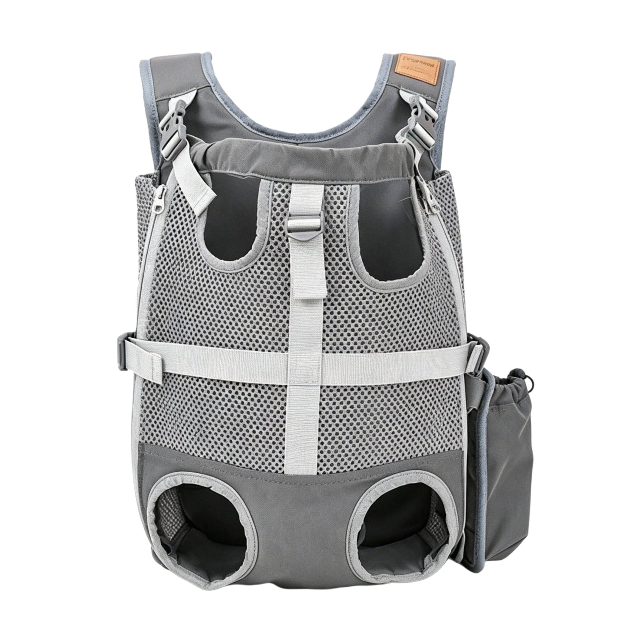 Newborn Brand Pet Carrier Backpack for Small Dogs Cats, Front and Back Carry Travel Bag, Breathable Mesh Puppy Backpack for Hiking Camping Biking with Storage Pouch,Gray,16.5 X 13.4 X 5 Inch