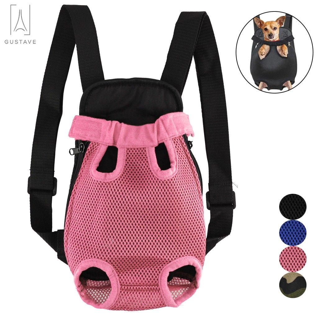 Gustave Pet Carrier Backpack Adjustable Straps, Legs Out, Pet Front Cat Dog Mesh Carrier Backpack Travel Bag for Small and Medium Dogs and Cats "Pink, L"