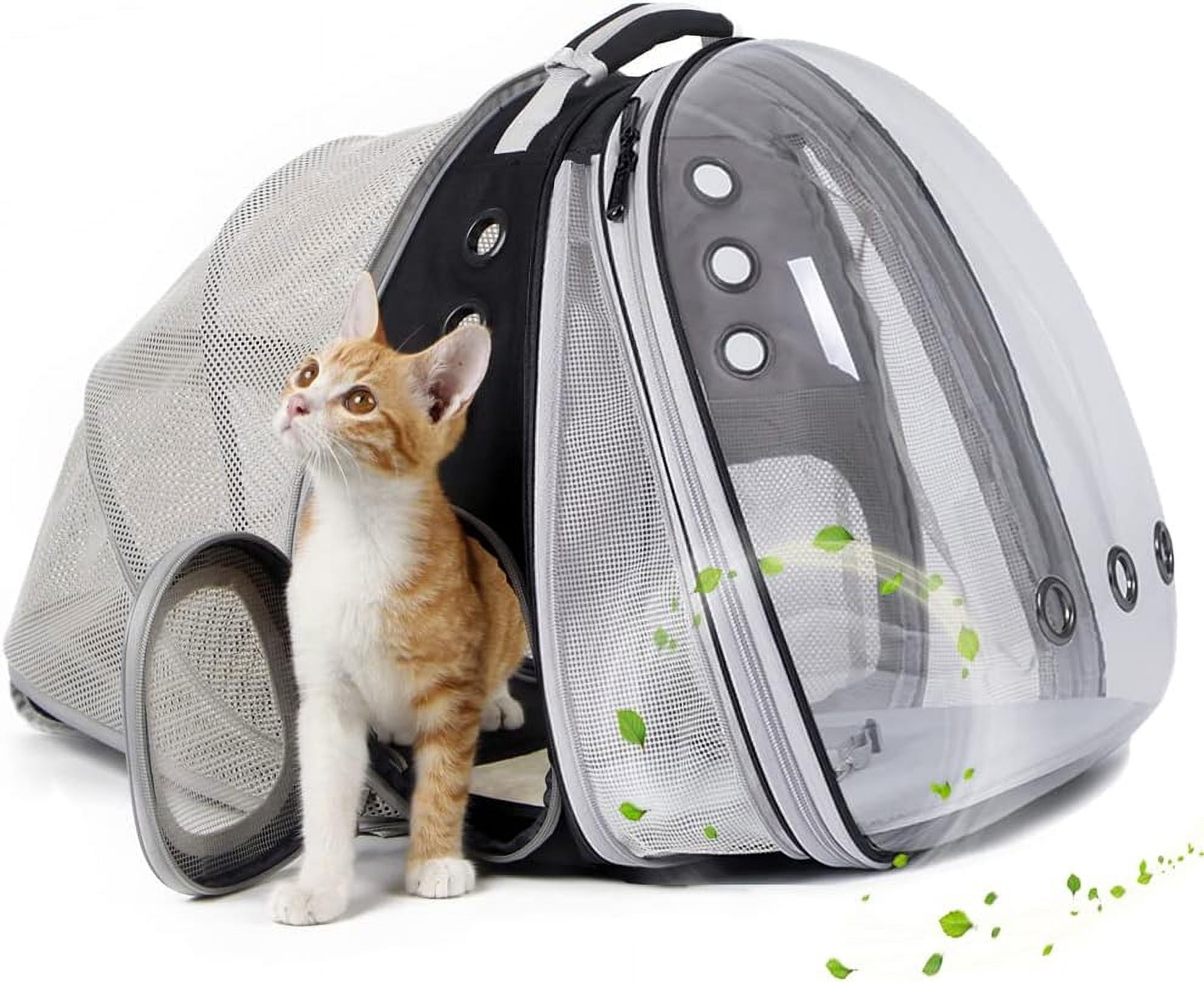 Halinfer Dual Expandable Cat Backpack Carrier, Fit up to 20 lbs, Expandable Pet Carrier Backpack for Large Fat Cat and Small Puppy