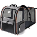 LEKE - Large Cat Backpack Carrier Expandable Pet Carrier Backpack for Small Dogs Medium Cats Fit Up to 18 Lbs, Dog Backpack Carrier, Foldable Puppy Backpack Carrier for Travel, Hiking,Grey
