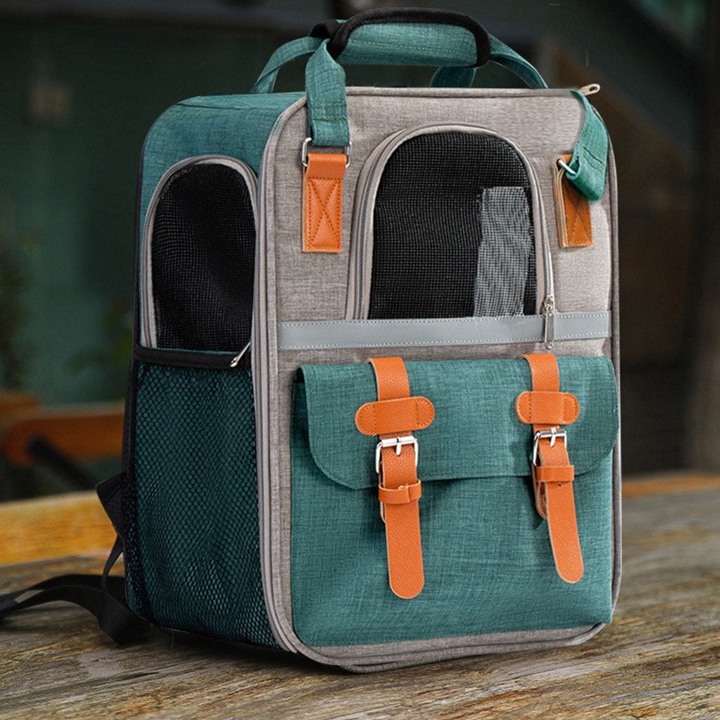 Large Capacity Pet Backpack for Cats & Small Dogs, Ventilated Travel Carrier with Reflective Strip, Foldable Design, 32x22x42cm
