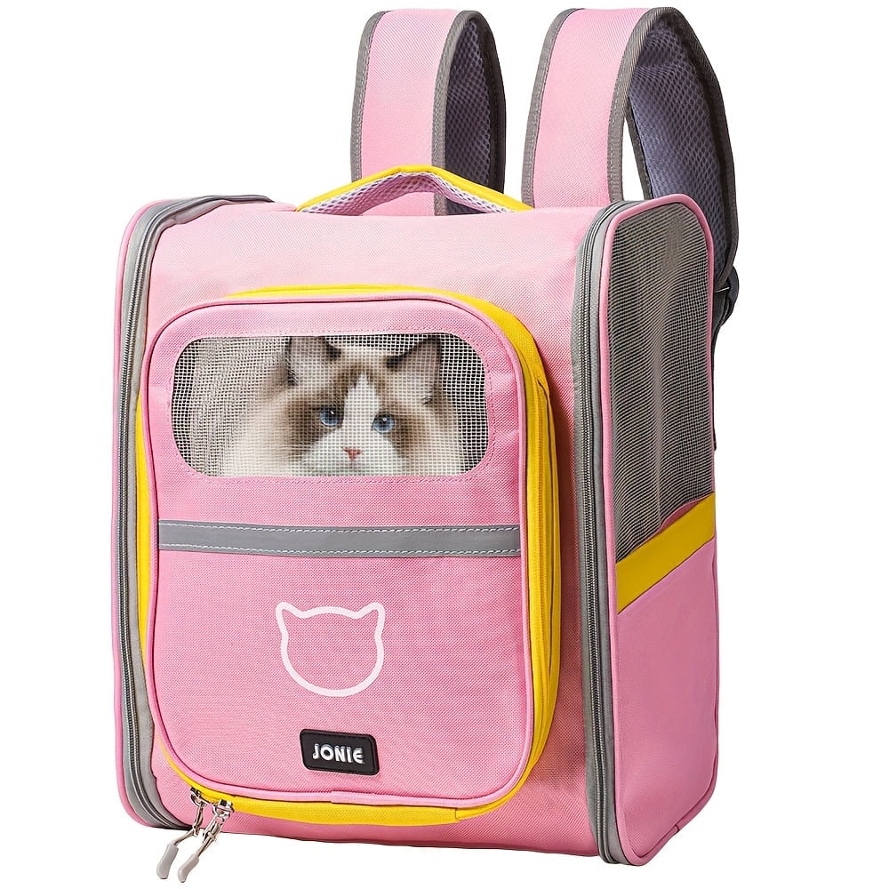 Pet Carrier Backpack for Cats & Small Dogs, Breathable Mesh Travel Bag, Airline Approved Pet Backpack Carrier, Portable Cat Backpack for Hiking & Travel