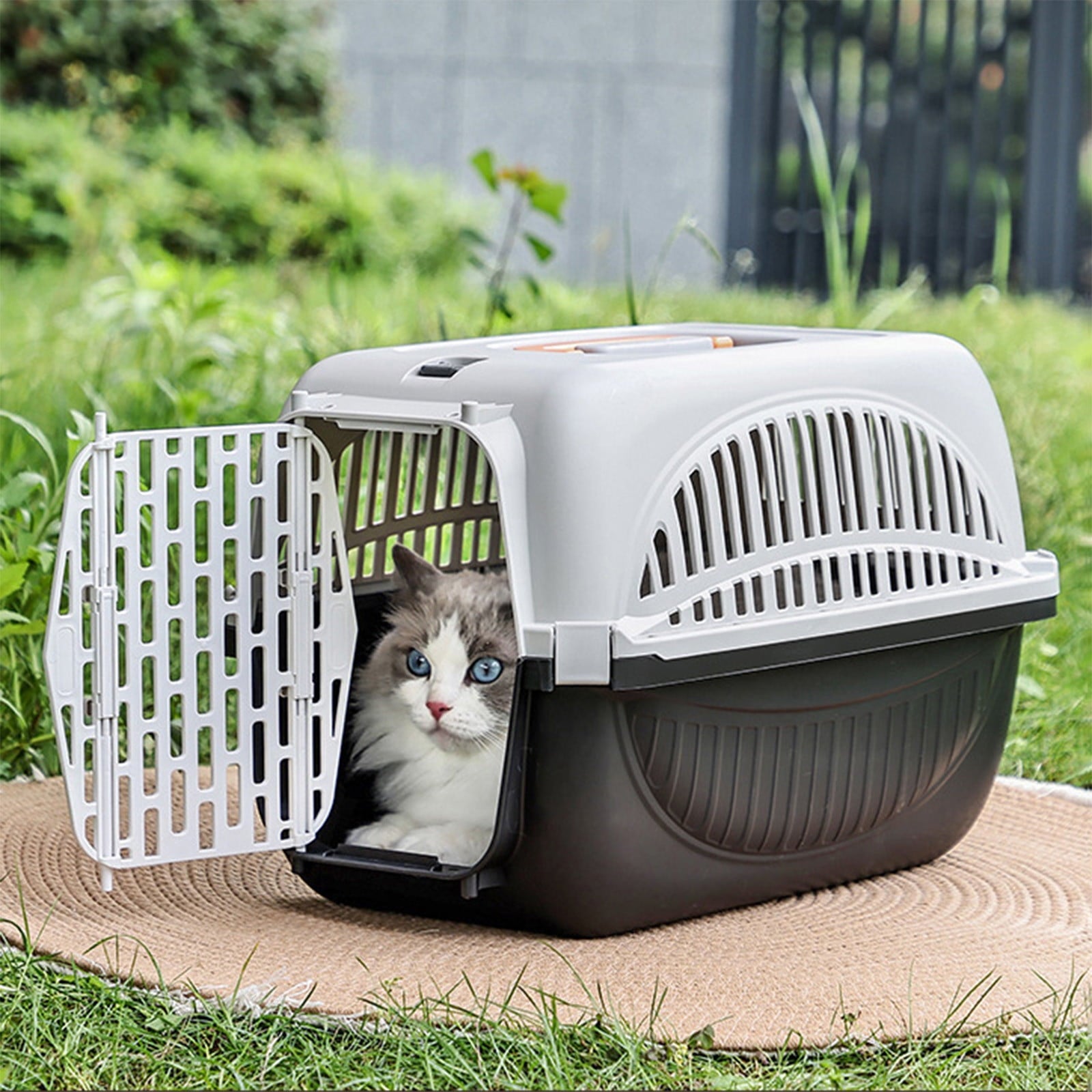 Large Pet Travel Carrier, Airline Approved Cat Dog Backpack, Scratch-Resistant Plastic with Ventilated Mesh, Comfortable Portable Pet Carrier for Car Travel Hiking, Secure Locking Doors
