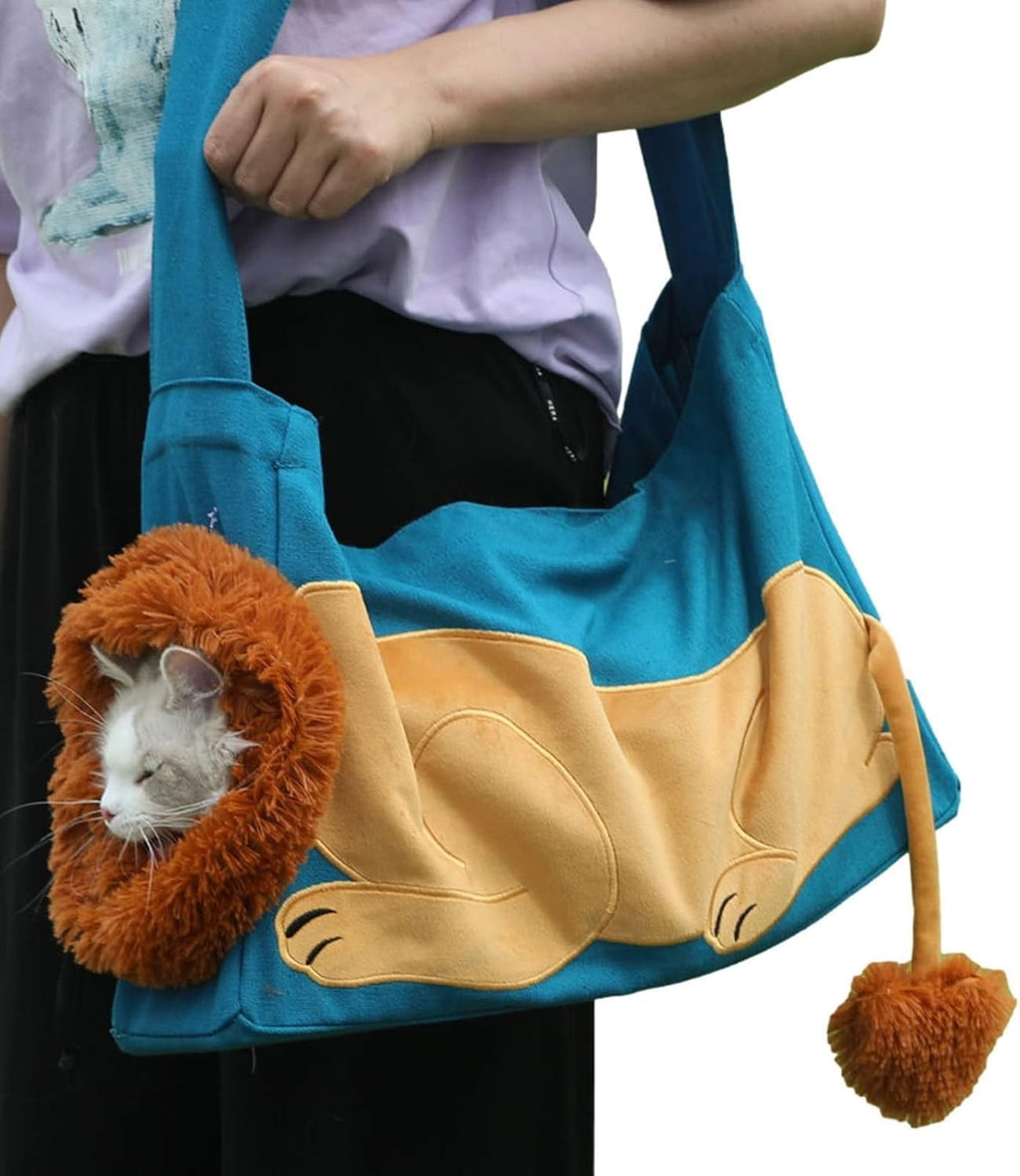Lion-Shaped Pet Carrier Backpack – Cute & Cozy Animal Design for Small Dogs & Cats, Breathable Travel Shoulder Bag for Outdoor Walking, Hiking & Daily Use