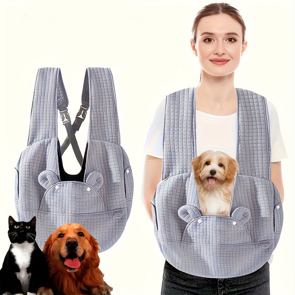 Pet Carrier, Adjustable Cat Dog Front Carrier Backpack with Safety Strap, Pet Bag for Dogs Backpack Travel Bag for Small and Medium Sized Dogs, Chest-Front Carrying Designs