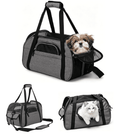 Pet Carrier Backpack, Holds up to 11 lbs, Travel Bag & Soft-Sided Crate for Small Dogs & Cats, Expandable with 5-Side Ventilation, Removable Pad & Luggage Strap, Gray，17"×9"×11"