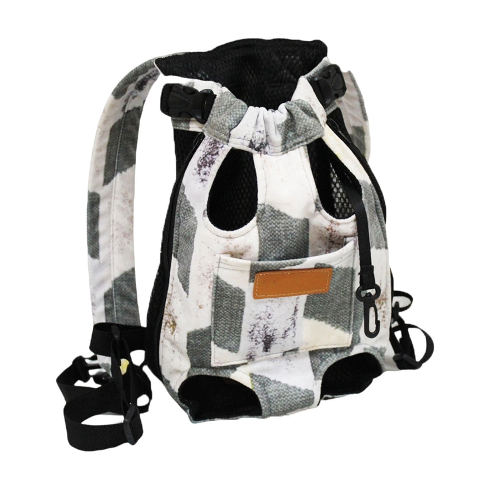 Pet Carrier Backpack for Small Dogs Cats, Hands-Free Legs Out Front Pack, Adjustable Padded Shoulder Straps for Walking Traveling, Breathable Outdoor Travel Bag, Patterned, Navy, S