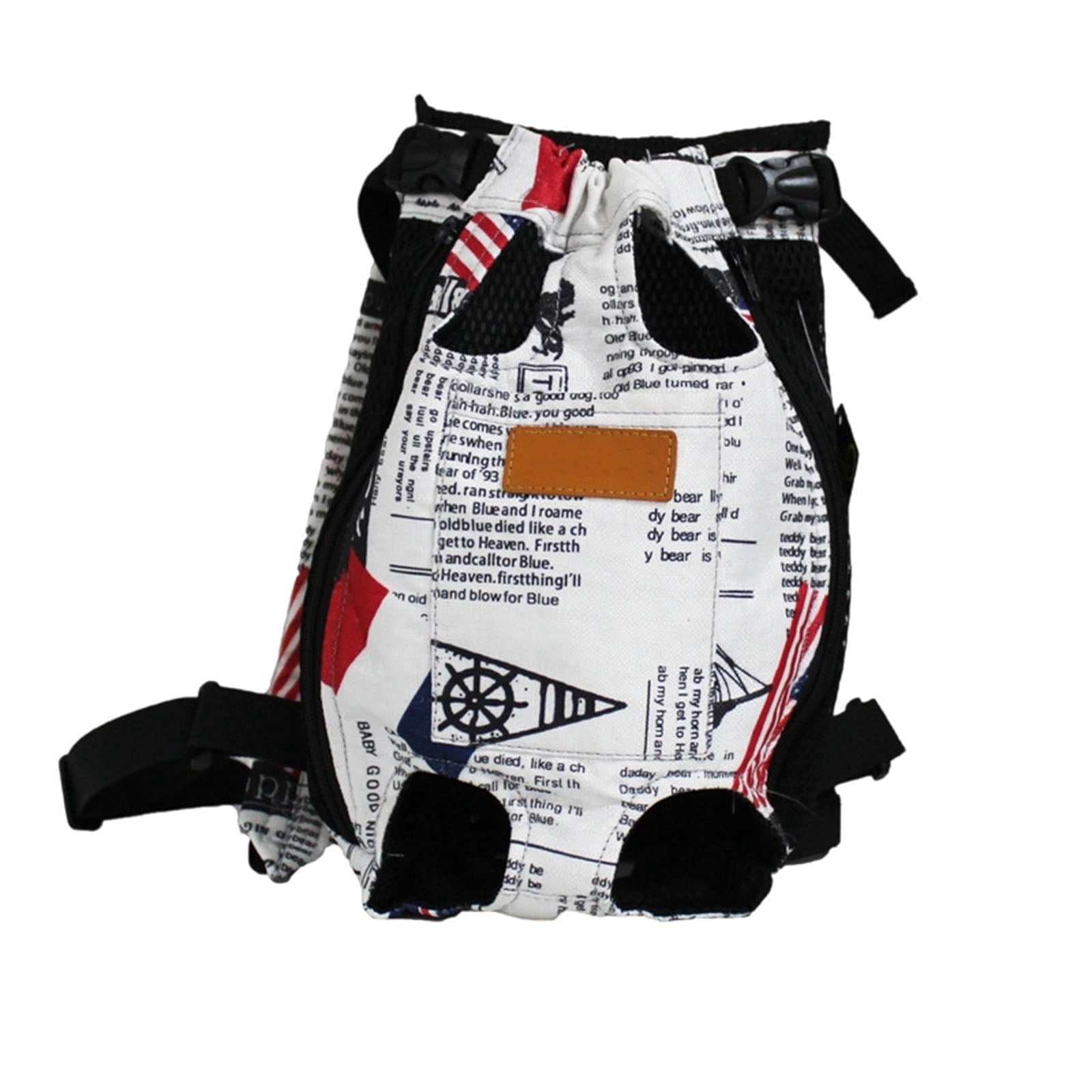 Pet Carrier Backpack for Small Dogs Cats, Hands-Free Legs Out Front Pack, Adjustable Padded Shoulder Straps for Walking Traveling, Breathable Outdoor Travel Bag, Patterned, Navy, S