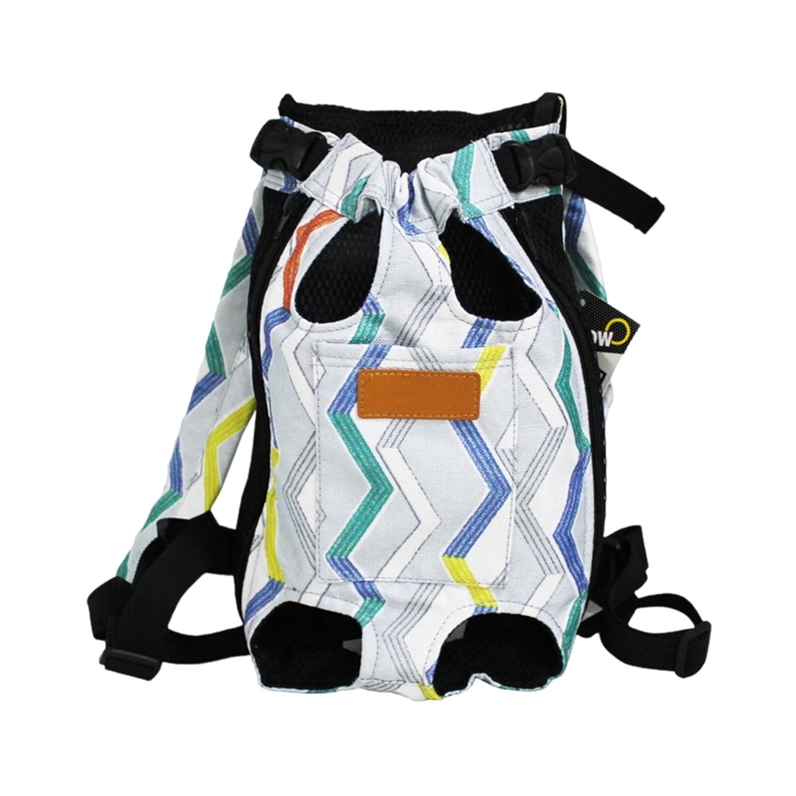 Pet Carrier Backpack for Small Dogs Cats, Hands-Free Legs Out Front Pack, Adjustable Padded Shoulder Straps for Walking Traveling, Breathable Outdoor Travel Bag, Patterned, Navy, S