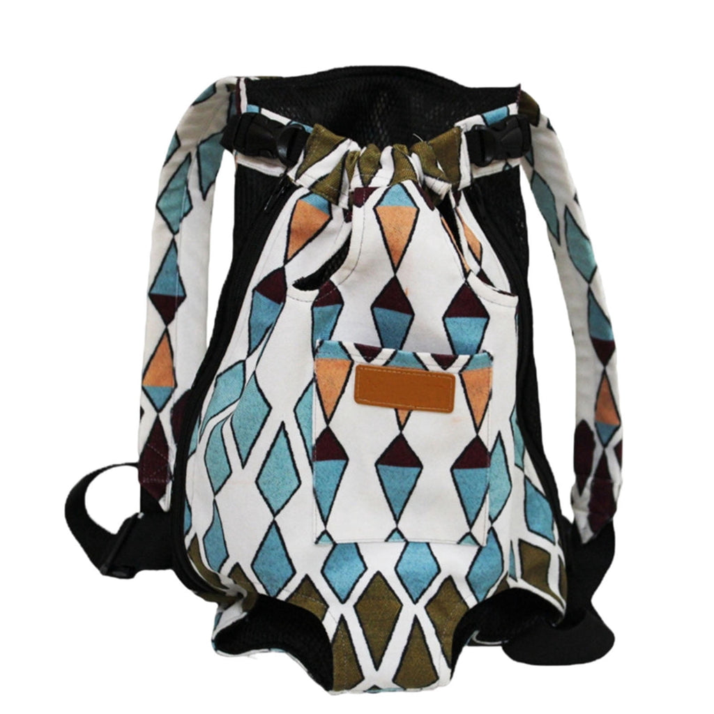 Pet Carrier Backpack for Small Dogs Cats, Hands-Free Legs Out Front Pack, Adjustable Padded Shoulder Straps for Walking Traveling, Breathable Outdoor Travel Bag, Patterned, Navy, S
