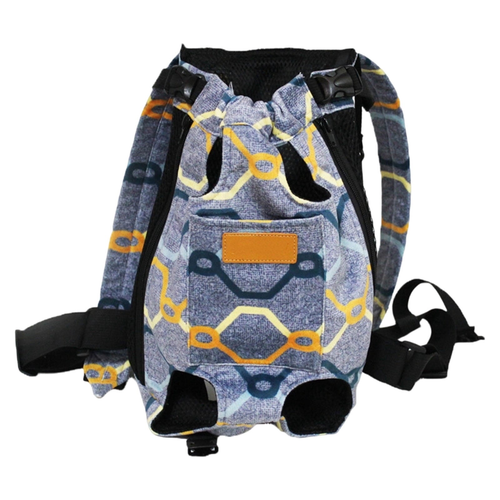 Pet Carrier Backpack for Small Dogs Cats, Hands-Free Legs Out Front Pack, Adjustable Padded Shoulder Straps for Walking Traveling, Breathable Outdoor Travel Bag, Patterned, Navy, S