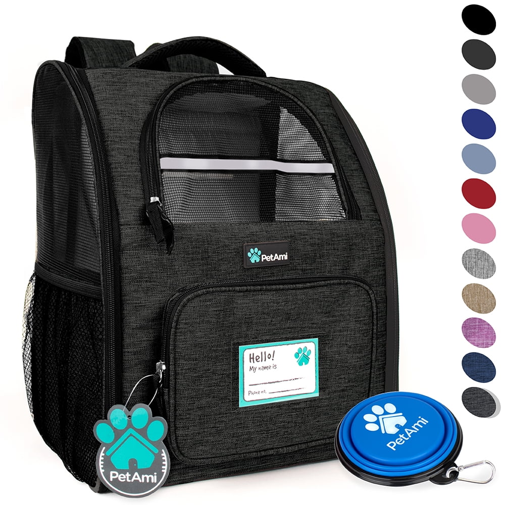 PetAmi Dog Backpack Carrier For Small Large Cat, Pet, Puppies, Ventilated Pet Hiking Backpack Travel Bag, Airline Approved Cat Backpack Carrier, Safety Back Support, Camping Biking Dog Bag, Black